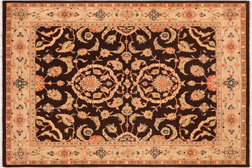 handmade Traditional Kafkaz Chobi Ziegler Brown Tan Hand Knotted RECTANGLE 100% WOOL area rug 8 x 10
